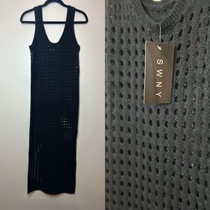 SWNY Black Crochet Maxi Dress Size S